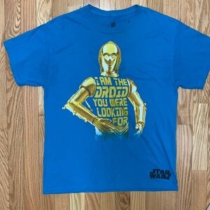 Star Wars C3PO I am the droid you were looking for Disney Parks T Shirt Blue M